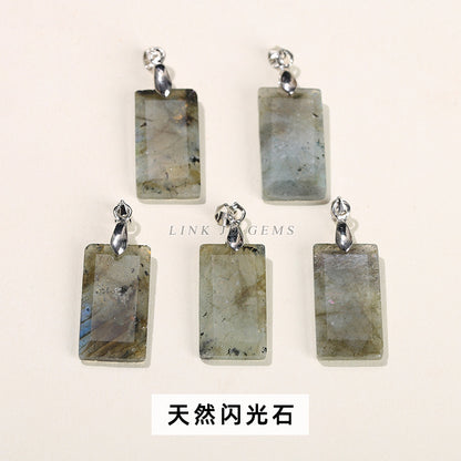 Natural jade amethyst square pendant.