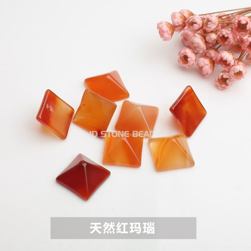 Natural stone crystal pyramid ring loose beads