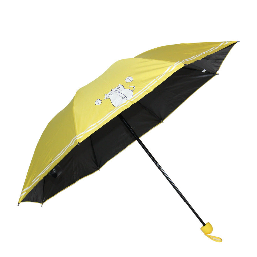 Cat Design 3-Fold Umbrella UV Protection Umbrella