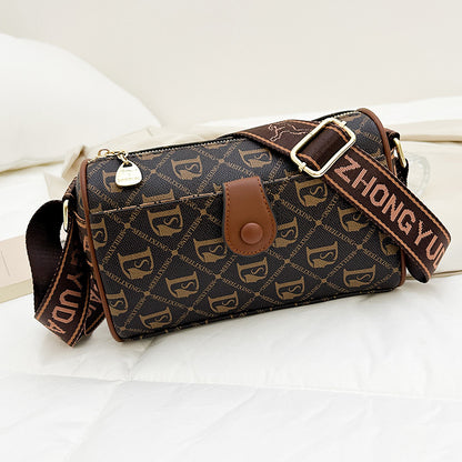 Retro versatile printed letter texture women's bag