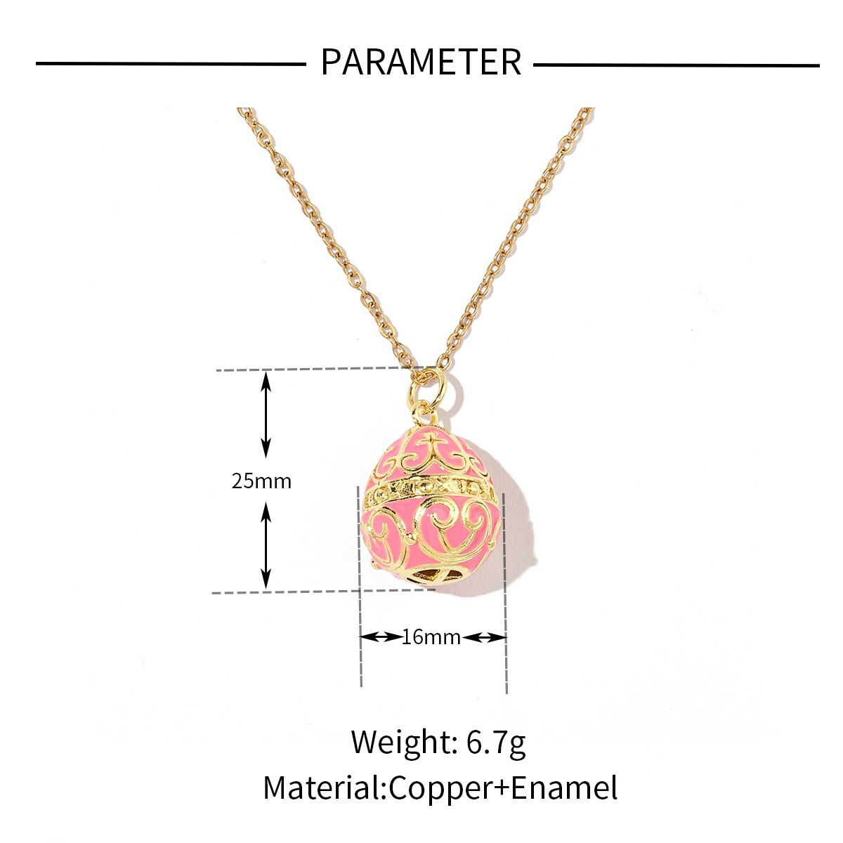 18K real gold color-preserving copper zircon Easter necklace pendant.