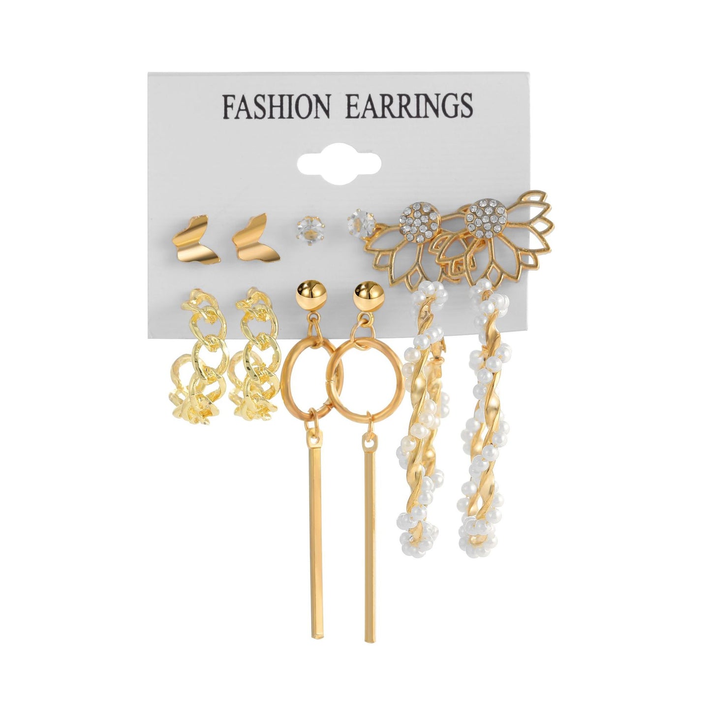 New Retro Pearl Women's Earrings 9-piece Set