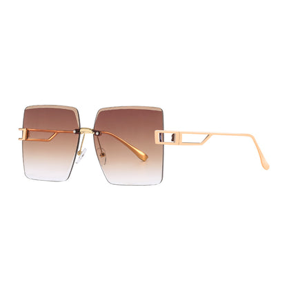 Rimless Edge-cut Oversized UV Protection Sunglasses Unisex Wholesale