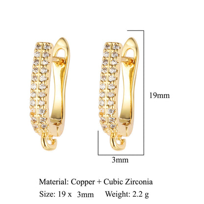 Square diamond copper micro-inlaid women's ear buckle