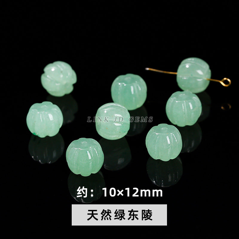 Cuentas sueltas de Linghua de viento de calabaza de jade tallada en jade de seda dorada 