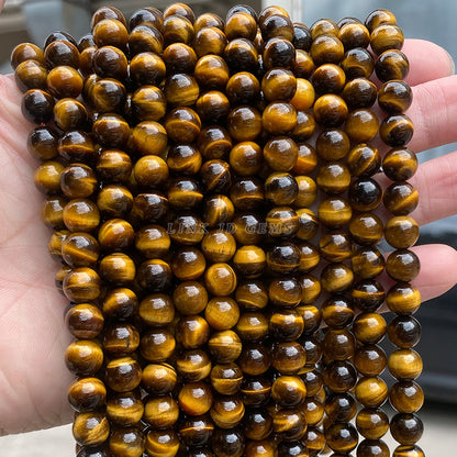 7A grade natural yellow tiger's eye stone loose beads