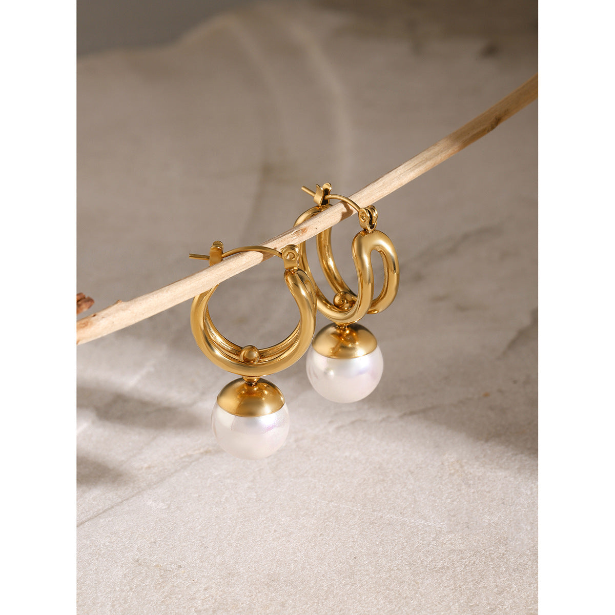 Round Plastic Pearl Earrings