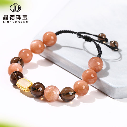 7A Natural Sunstone Tea Crystal Braided Bracelet