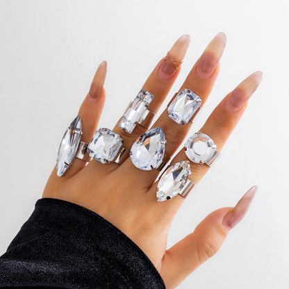 Light luxury imitation crystal ring