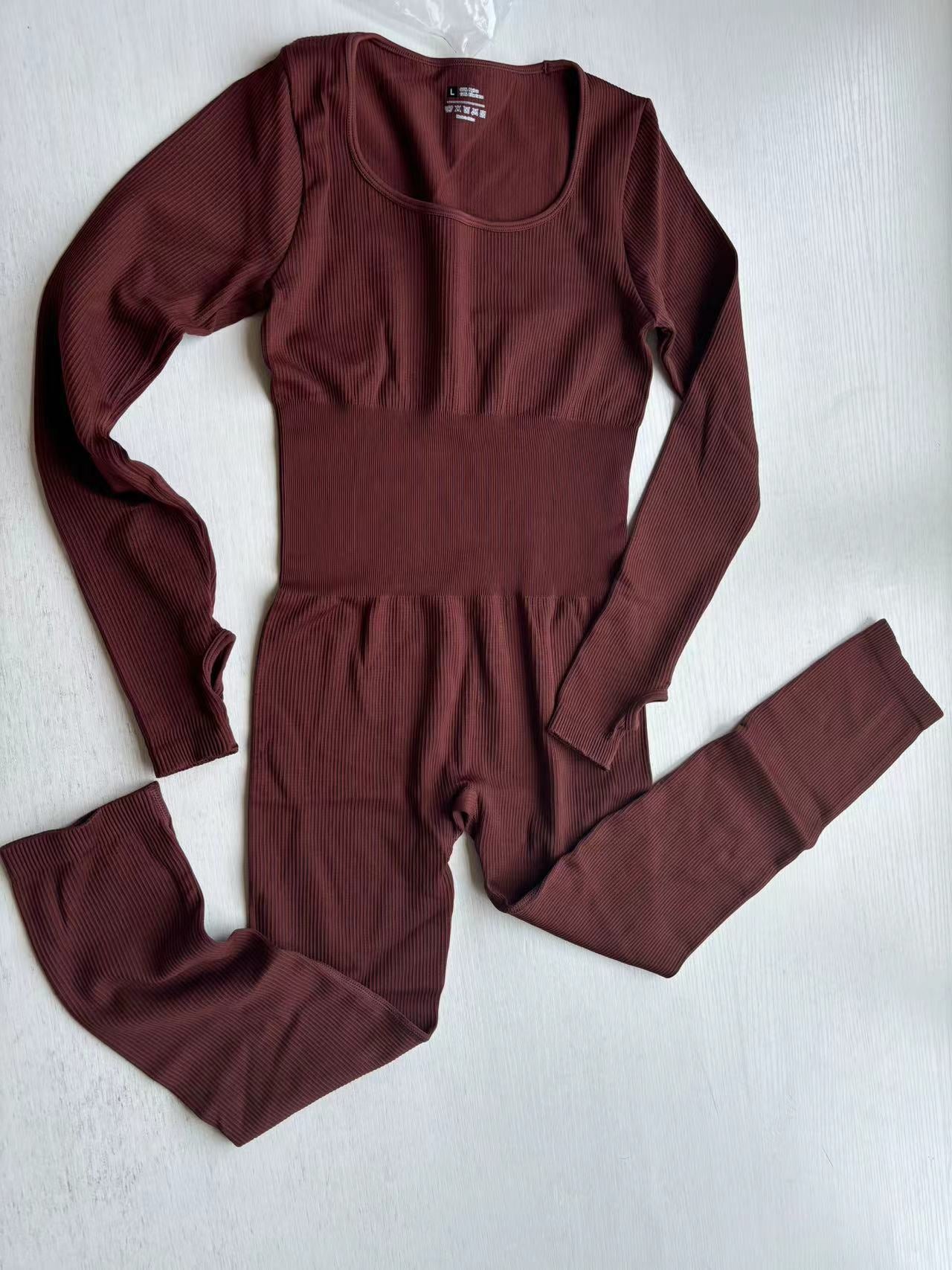 One-piece fitness suit, hip lift and thin fitness long-sleeved one-piece yoga suit