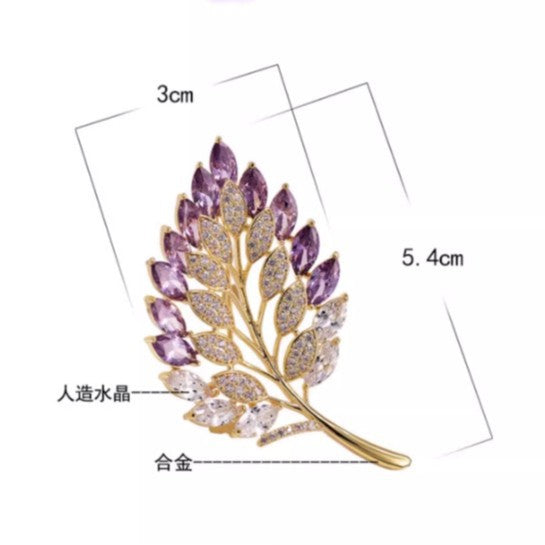 Flash diamond hollow leaf brooch