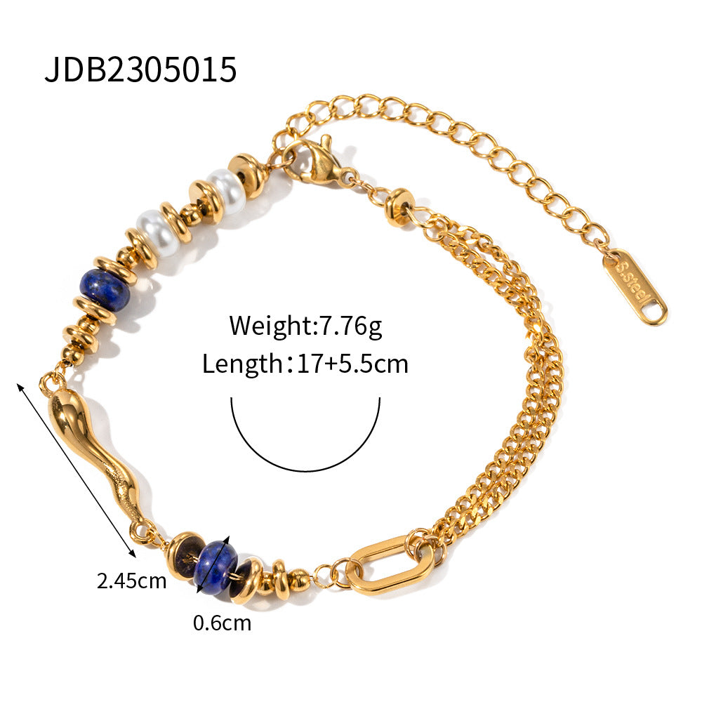 18k pearl lapis lazuli drop bracelet