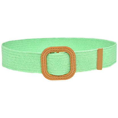 Woven Wooden Buckle Women's Waist Seal