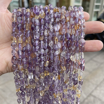 6-8Mm natural purplish yellow crystal beads loose beads