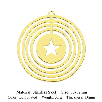 fashion 5 pcs/pack star moon titanium steel pendant planet DIY