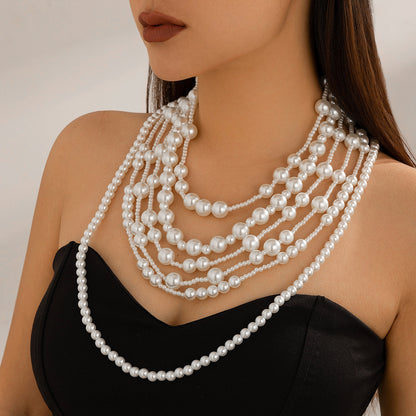 Multi-layer imitation pearl necklace set