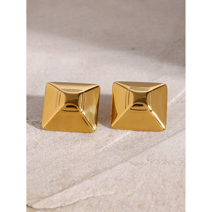 Gold Tower Square Cabochon Earrings