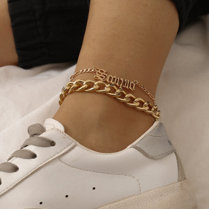 Tassel alloy water drop rhinestone anklet