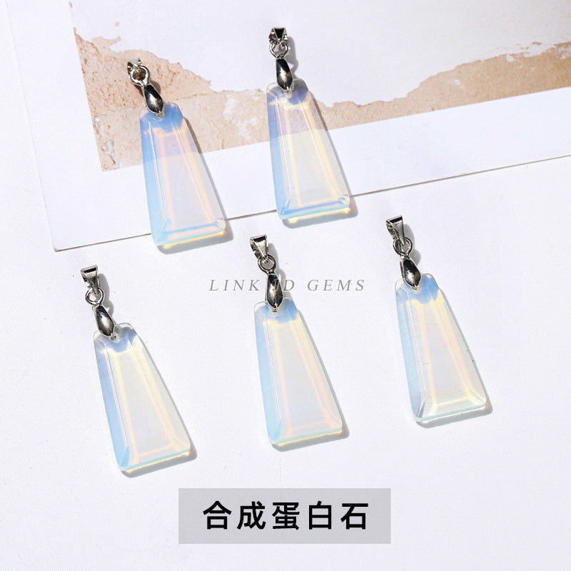 Natural stone crystal cut trapezoidal no matter card pendant