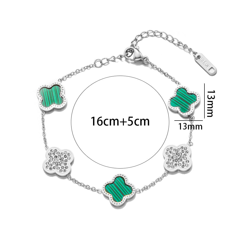 Hot-Selling 4-Leaf Clover Bracelet - Titanium Steel, 18k Diamond Inlay