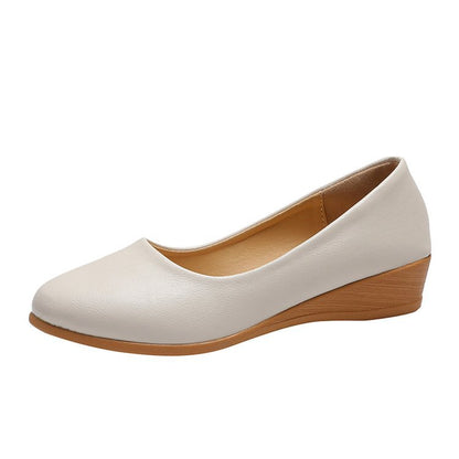 Wedge heel round head mid heel shoe tide