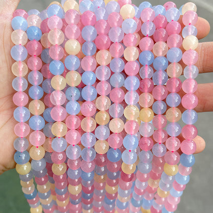 Chalcedony loose beads light blue jade round beads wholesale