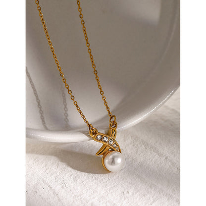 French cross pearl pendant necklace