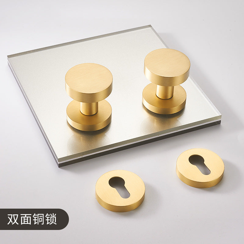 Brass double door handle round