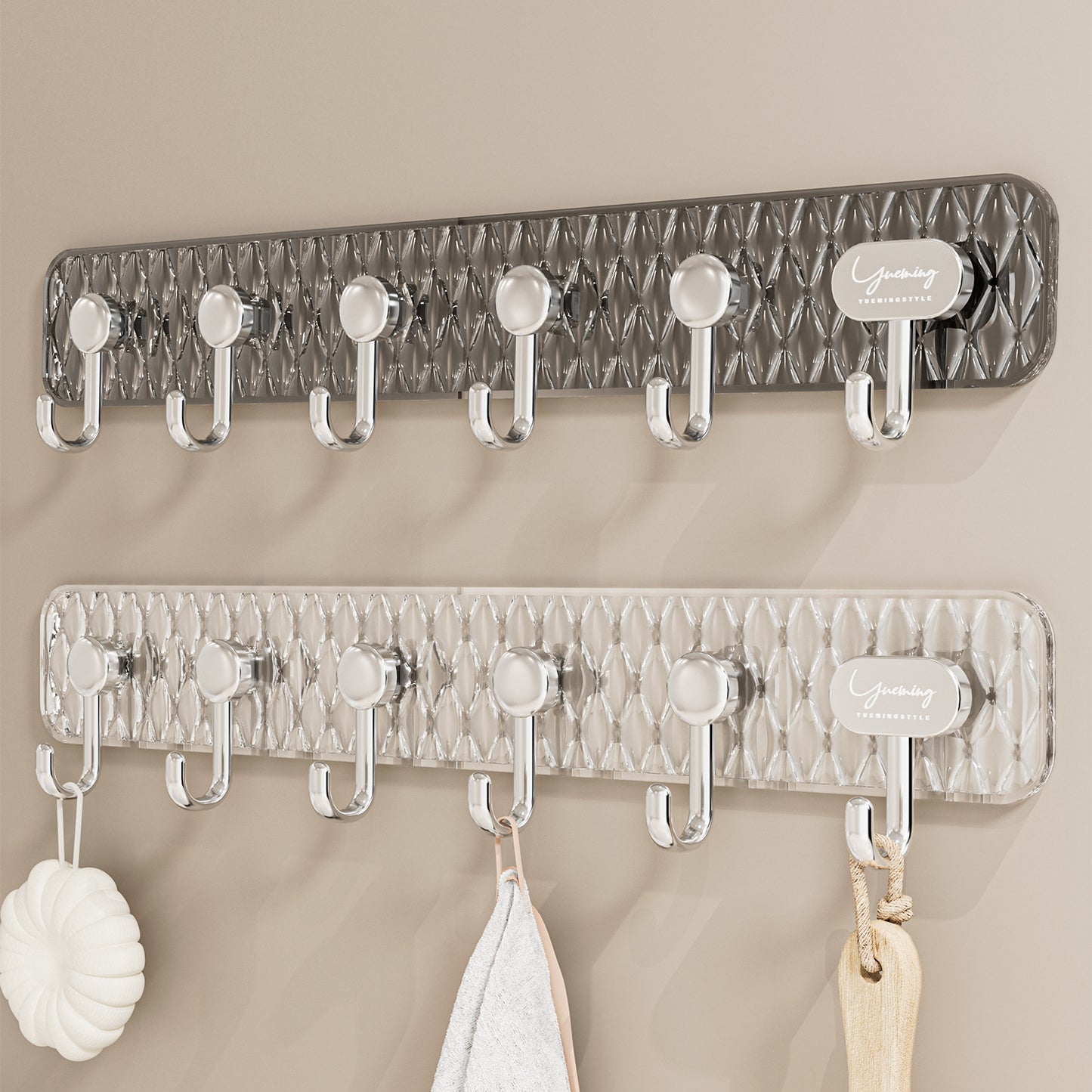 Transparent Row Adhesive Hooks No-Drill