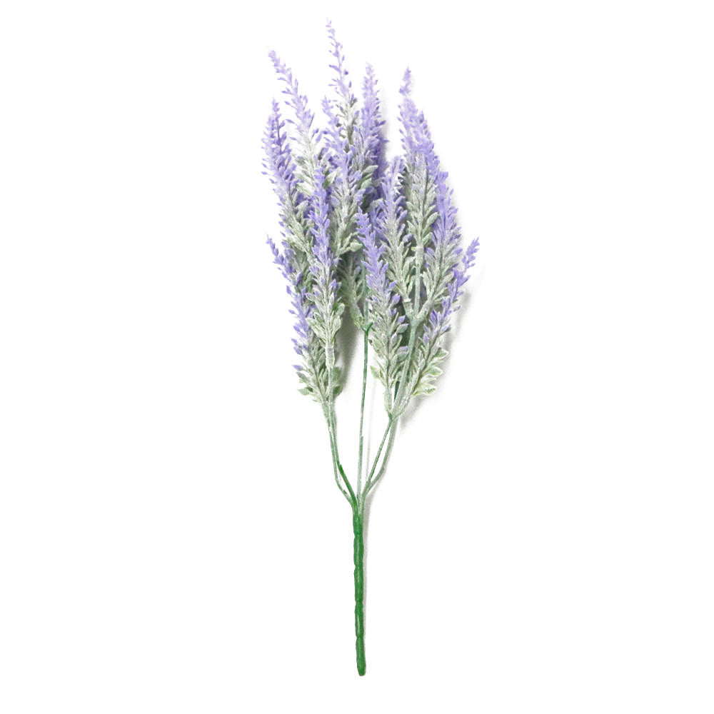 Flor de simulación 5 tenedor lavanda flocado planta falsa 