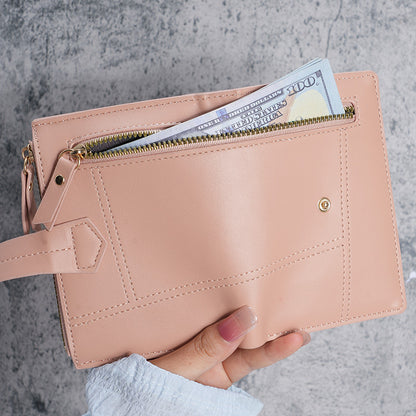 PU leather short zipper wallet