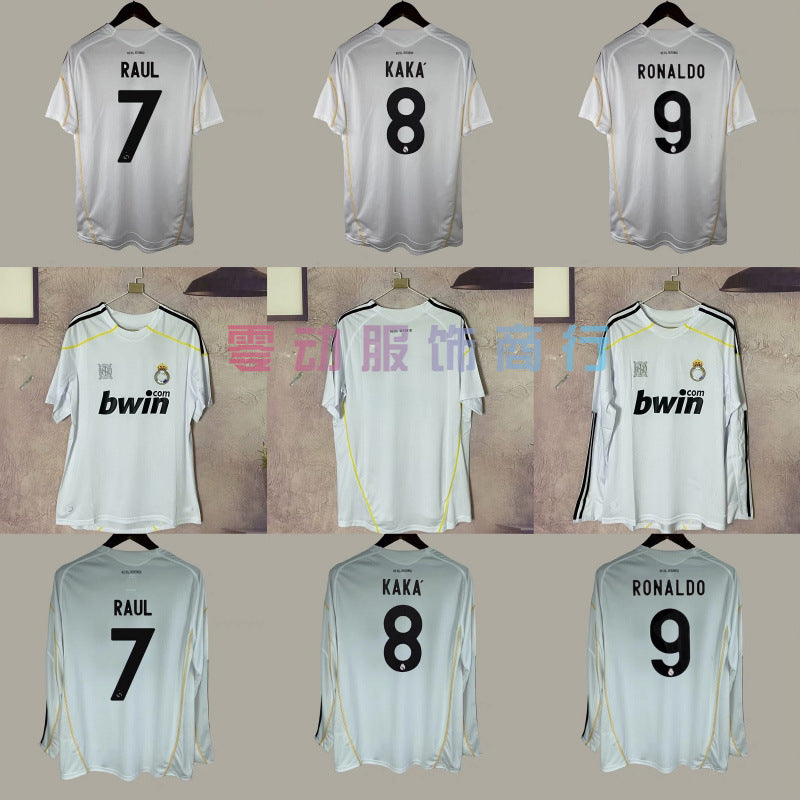 09-10 Real Madrid Retro Kak¨¢ Alonso Ronaldo Guti Home Long Short Sleeve Jersey