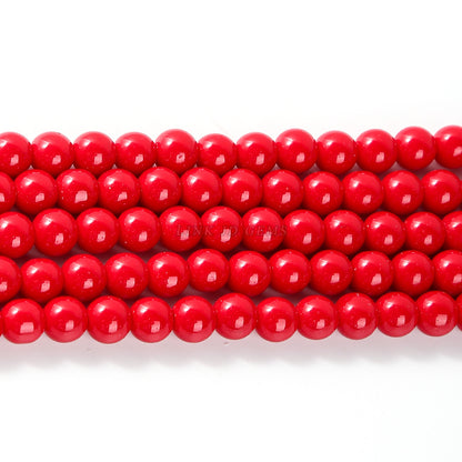 Red lacquered synthetic beads