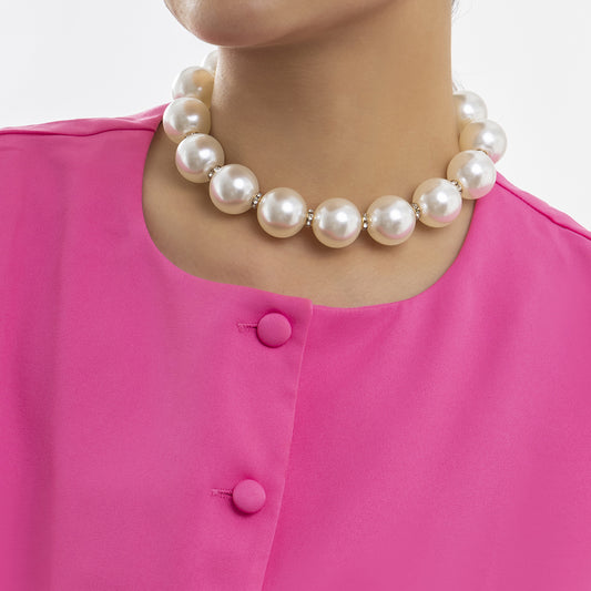 Rhinestone Design Imitation Pearl Necklace