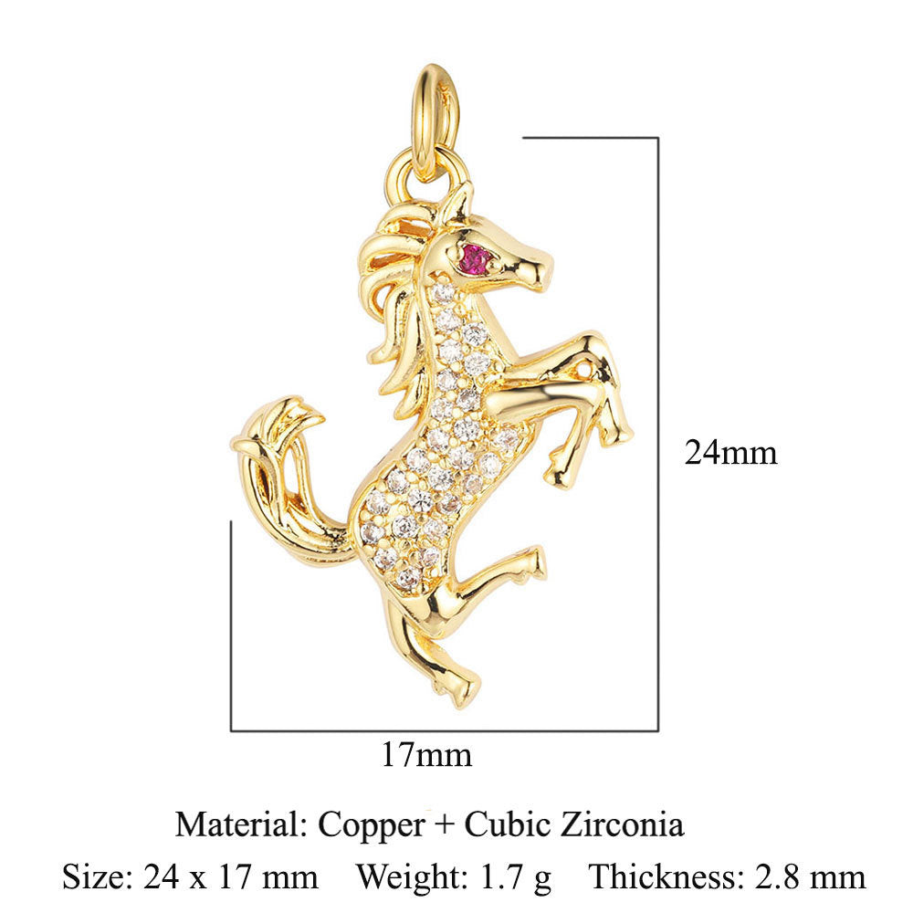 Copper zircon pendant butterfly dragonfly dolphin