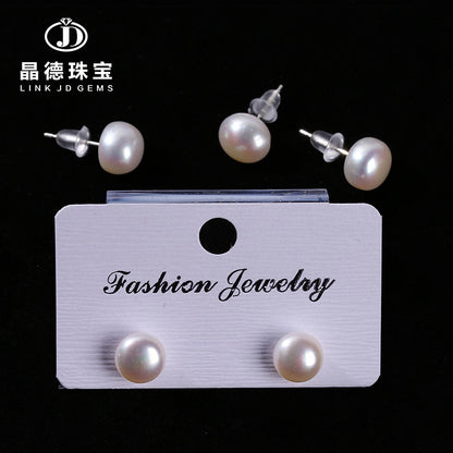 S925 silver natural freshwater pearl stud earrings