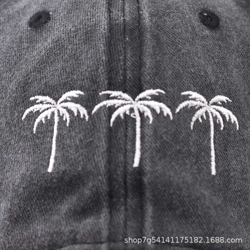 Cotton Washed Retro Coconut Tree Baseball Cap