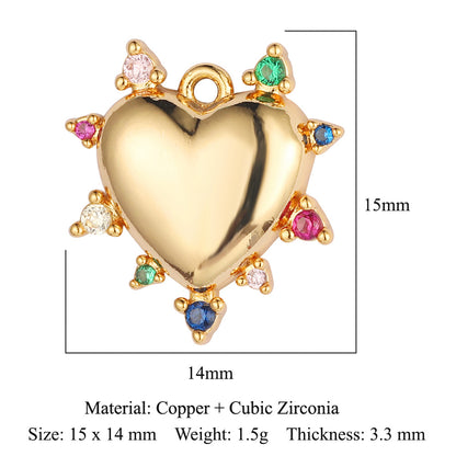 Color zircon peach heart copper zircon pendant.