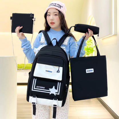 4-piece student school bag cute style backpack