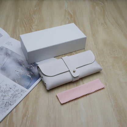 White Leather Soft Glasses Case