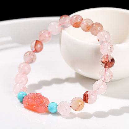 Natural red gum flower crystal bracelet.