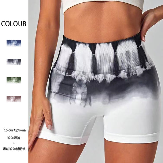 Seamless Tie-Dye High-Waist Butt-Lifting Yoga Shorts