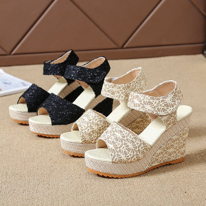 Wedge heel fish mouth sandals