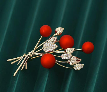 Blossom and Joy Red Brooch