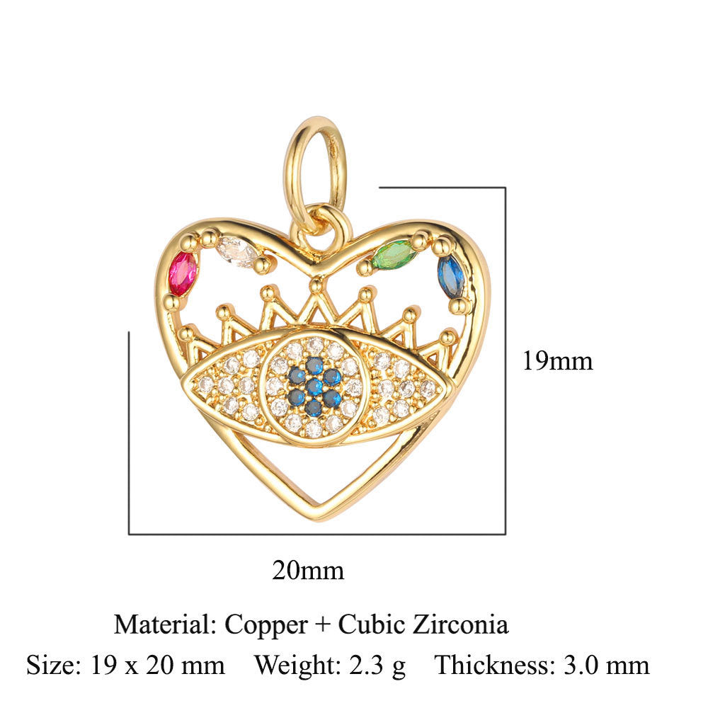 Devil's Eye Copper Zircon DIY Jewelry Pendant