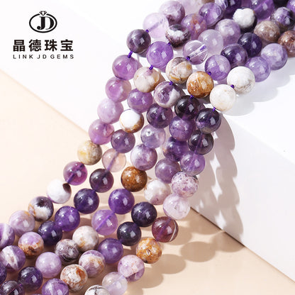 Flower amethyst loose beads, amethyst round beads