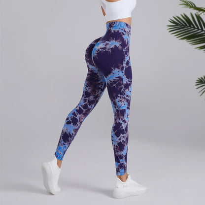 Seamless Two-Tone Tie-Dye Yoga Pants