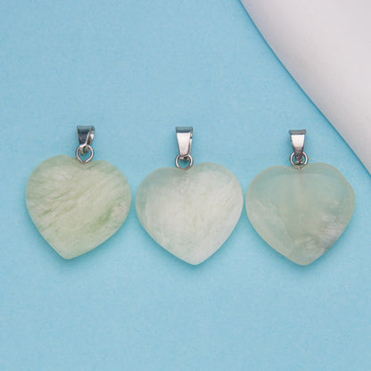 Natural stone peach heart shaped crystal agate pendant