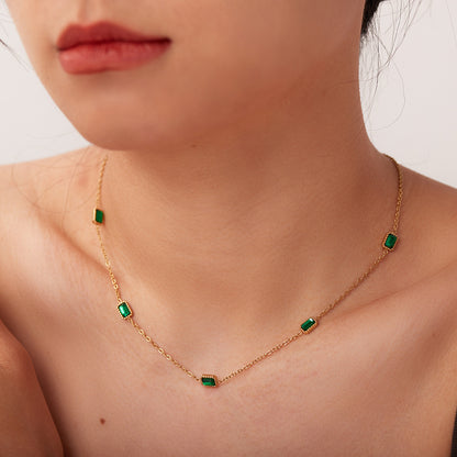 14K Gold Green Zircon Pendant Necklace