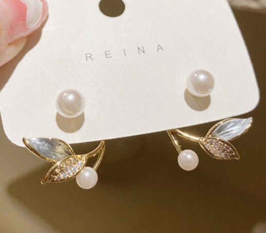 Pearl Leaf Spring Summer Earrings